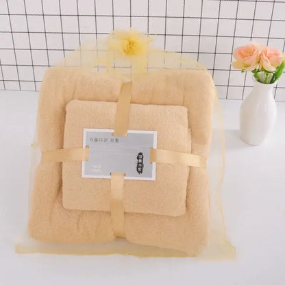 Pastel coral velvet bath towel set bathroom soft absorbent linens