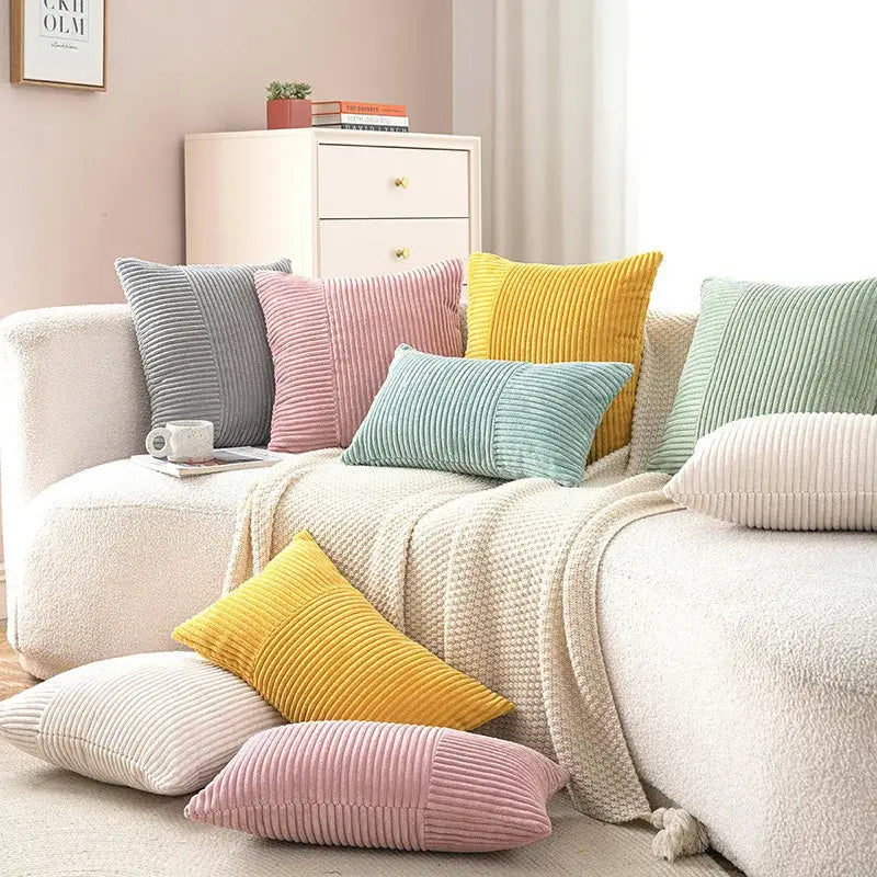 Pastel corduroy striped body pillow bedroom lumbar support