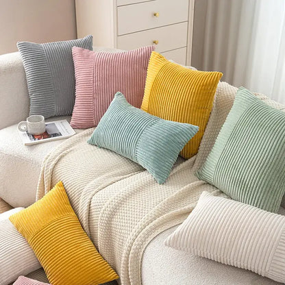 Pastel corduroy striped body pillow bedroom lumbar support