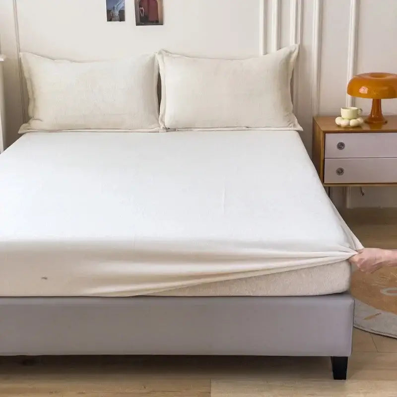 Pastel cozy flannel queen bed sheet bedroom plush mattress cover