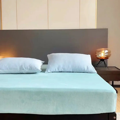 Pastel cozy flannel queen bed sheet bedroom plush mattress cover