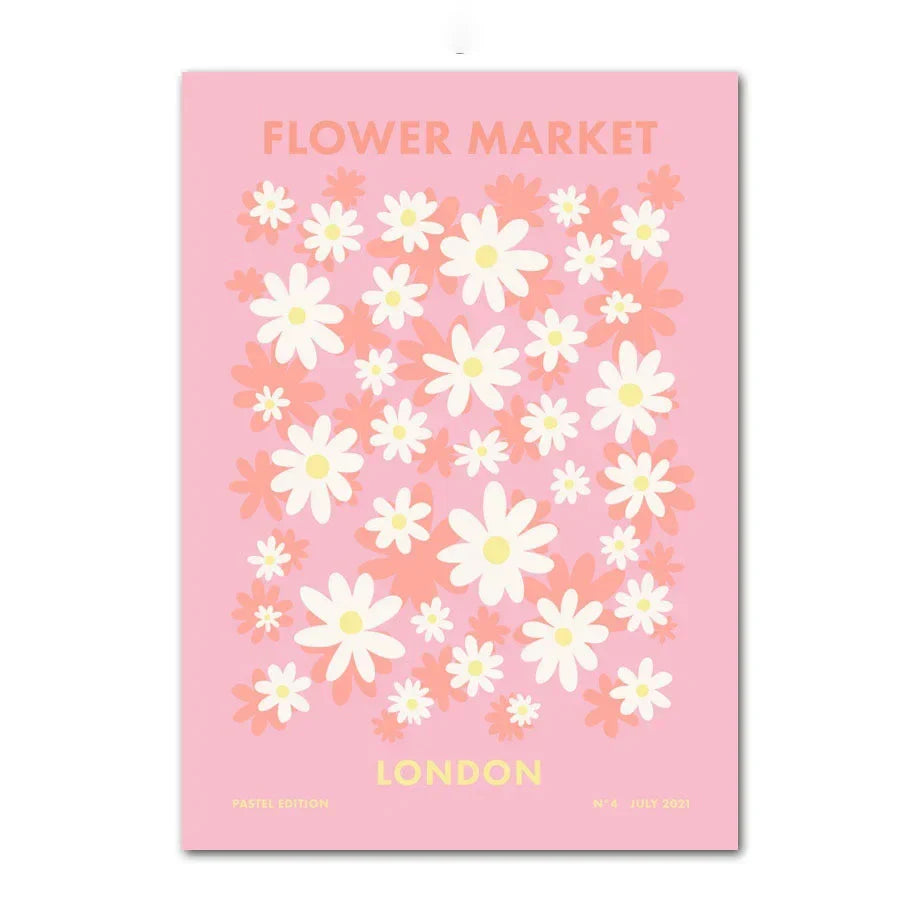 DecorBites™ Pastel Danish Abstract Wall Art Print - Purple Smile Flowers