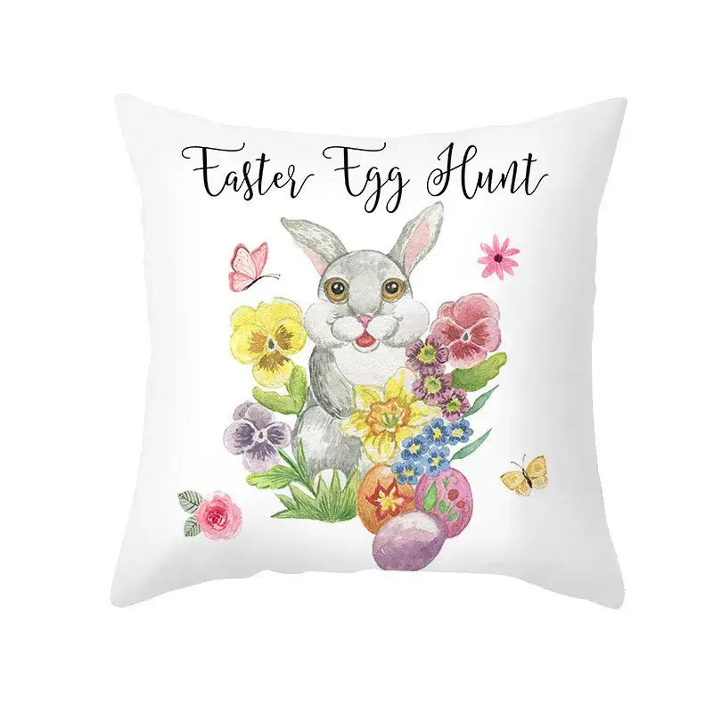 Pastel easter egg bunny pillow cover living room spring decor