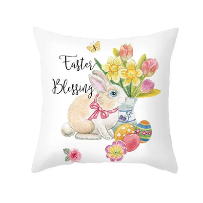 Pastel easter egg bunny pillow cover living room spring decor