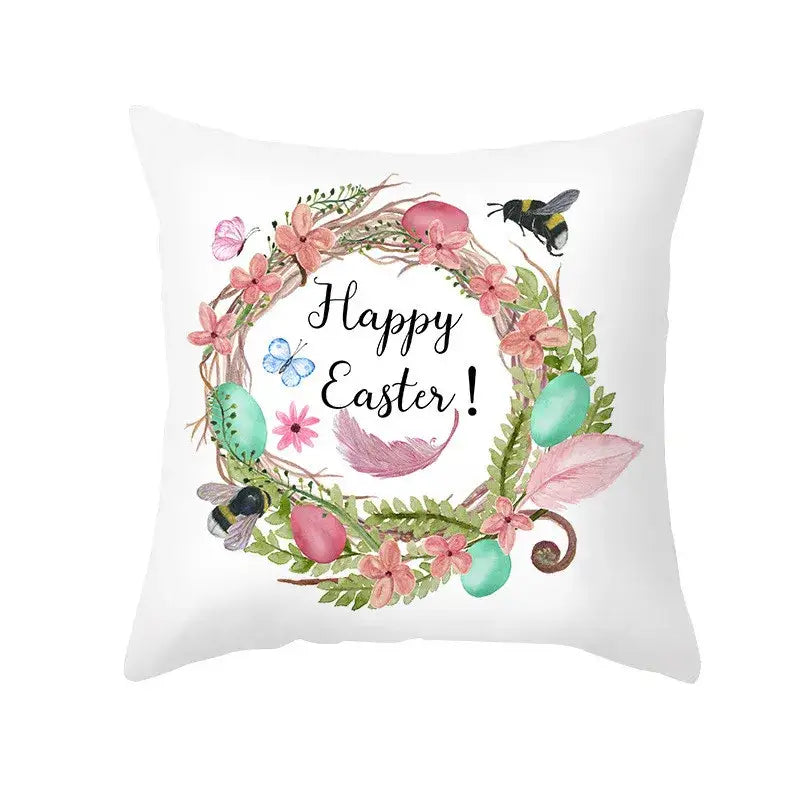 Pastel easter egg bunny pillow cover living room spring decor