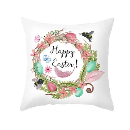Pastel easter egg bunny pillow cover living room spring decor