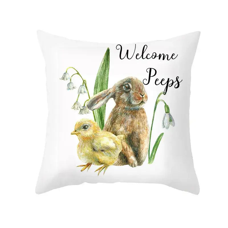 Pastel easter egg bunny pillow cover living room spring decor