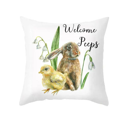 Pastel easter egg bunny pillow cover living room spring decor