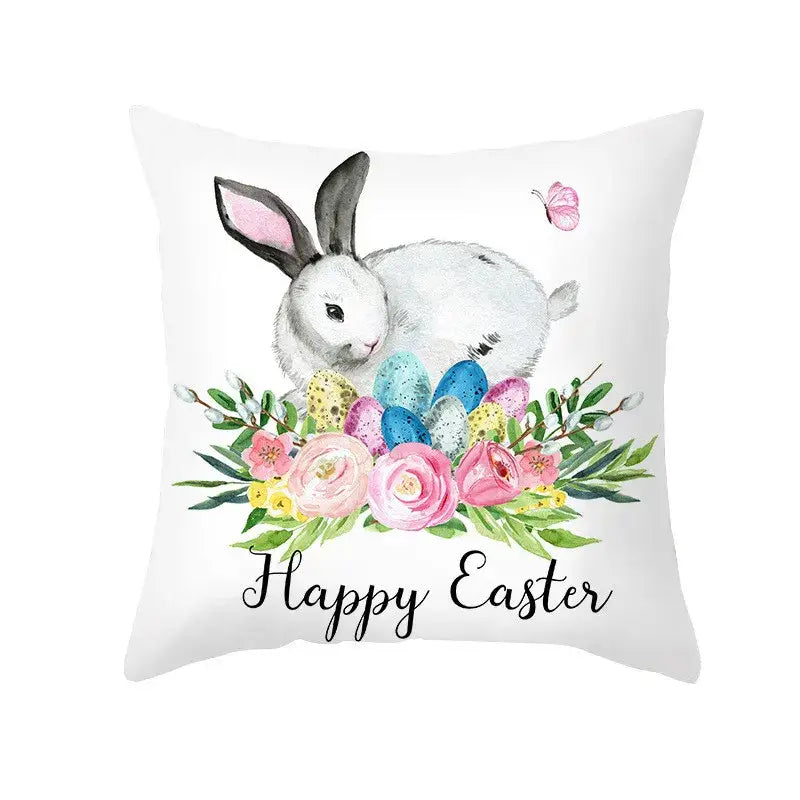 Pastel easter egg bunny pillow cover living room spring decor