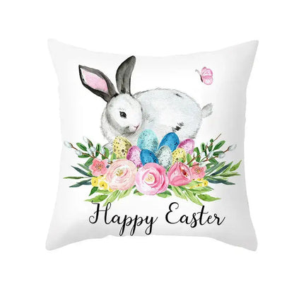 Pastel easter egg bunny pillow cover living room spring decor