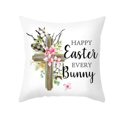 Pastel easter egg bunny pillow cover living room spring decor
