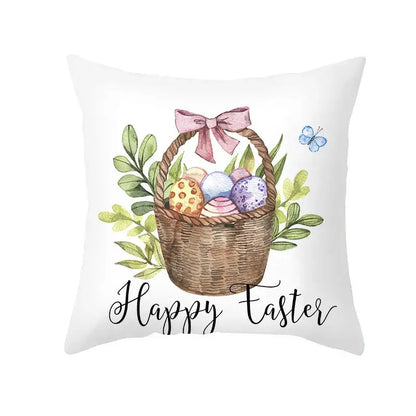Pastel easter egg bunny pillow cover living room spring decor