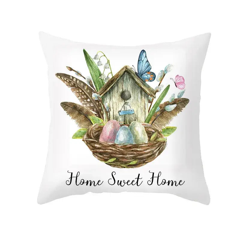 Pastel easter egg bunny pillow cover living room spring decor