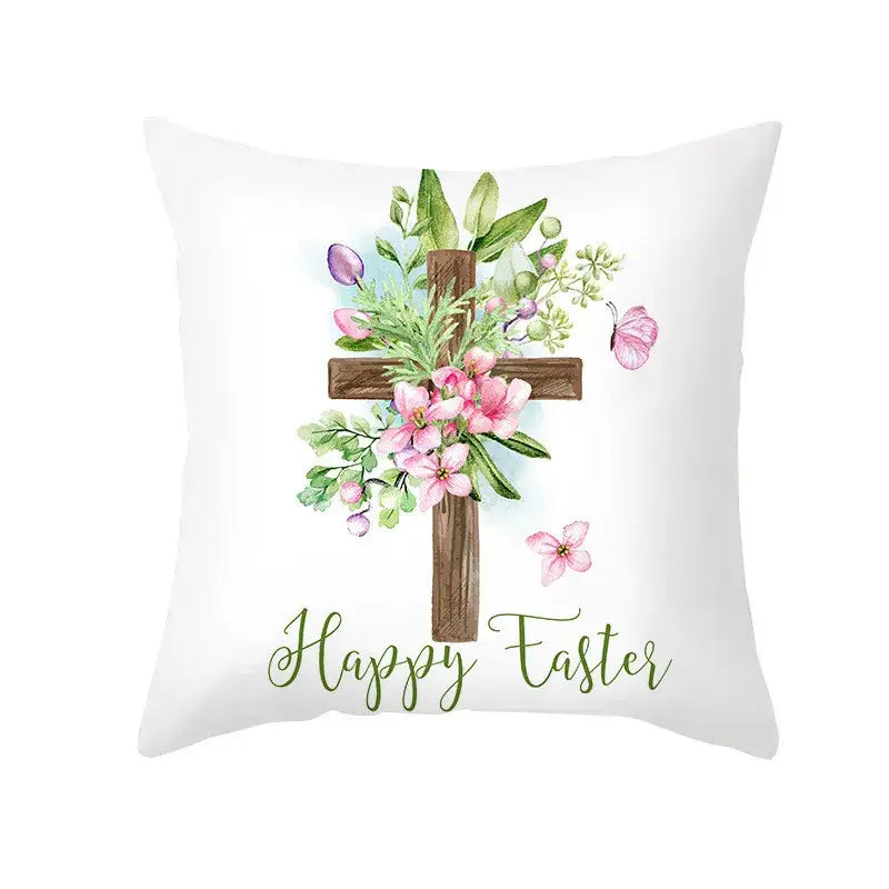 Pastel easter egg bunny pillow cover living room spring decor