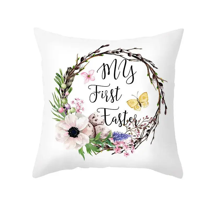 Pastel easter egg bunny pillow cover living room spring decor