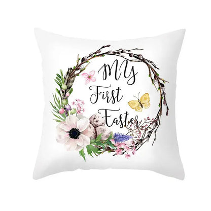 Pastel easter egg bunny pillow cover living room spring decor
