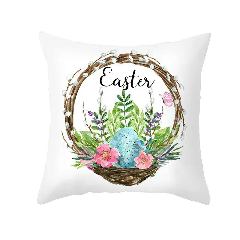 Pastel easter egg bunny pillow cover living room spring decor
