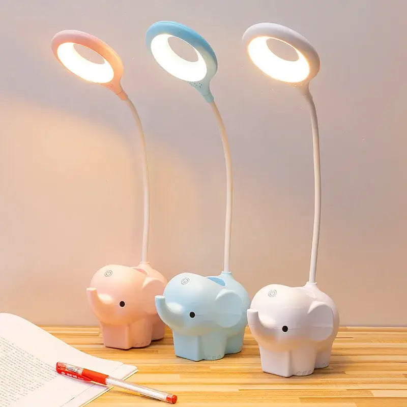 Pastel elephant led table lamp bedroom eye protection learning light