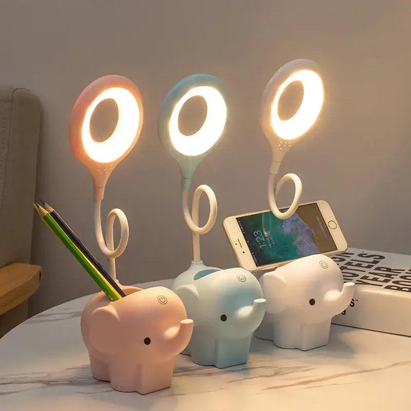 Pastel elephant led table lamp bedroom eye protection learning light