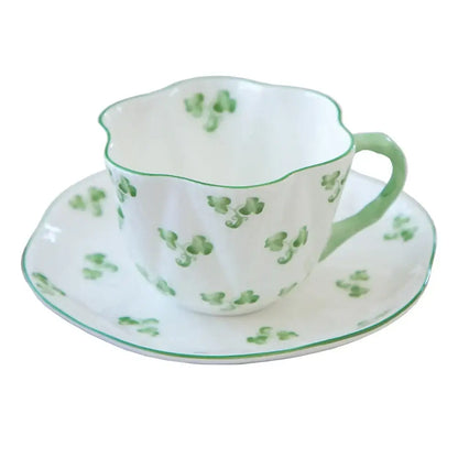 Pastel floral porcelain coffee cup and saucer set dining room