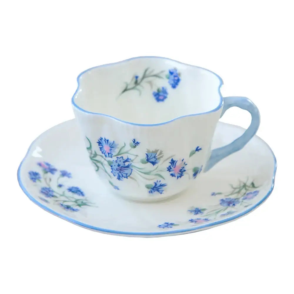 Pastel floral porcelain coffee cup and saucer set dining room
