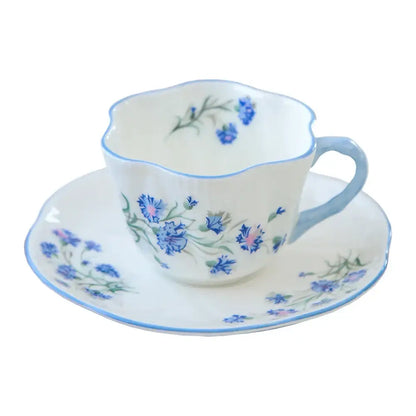 Pastel floral porcelain coffee cup and saucer set dining room