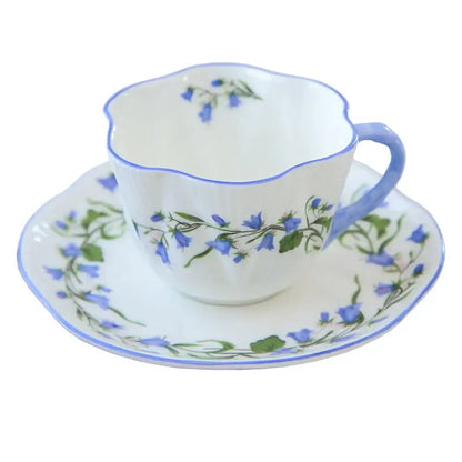 Pastel floral porcelain coffee cup and saucer set dining room