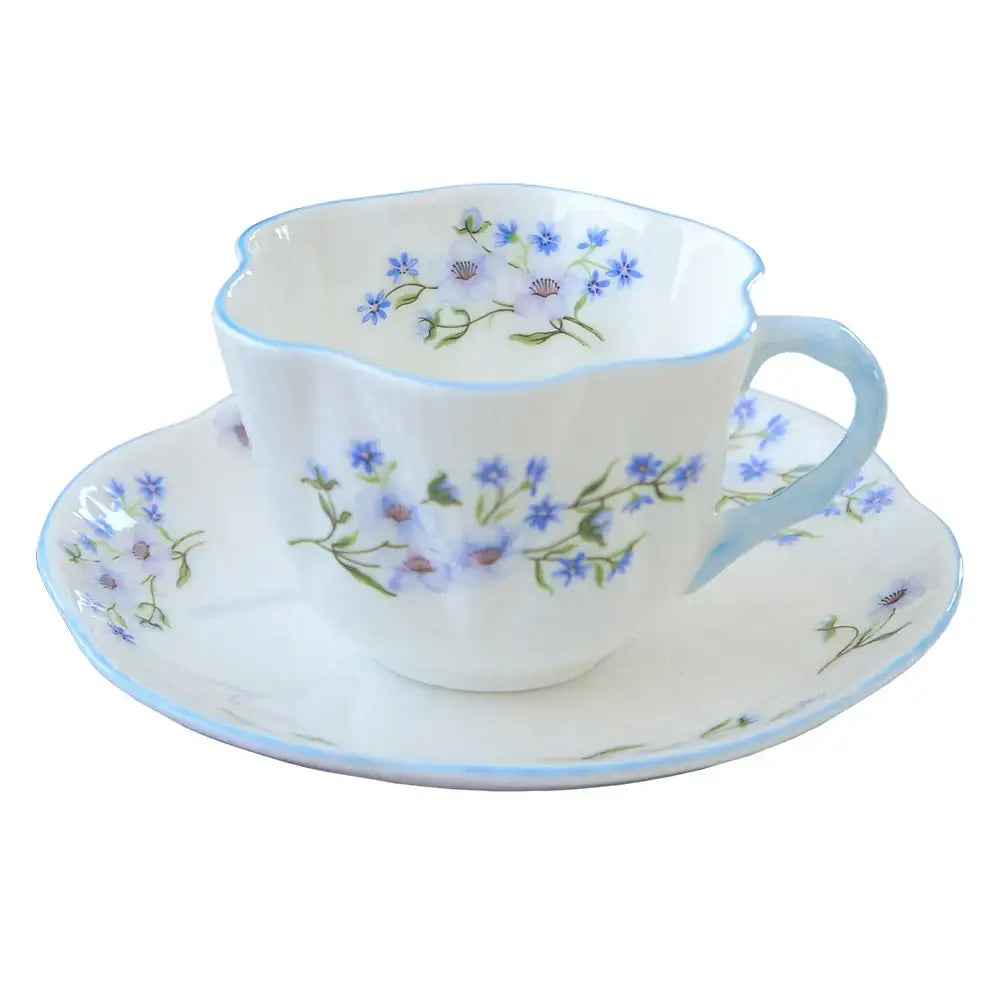 Pastel floral porcelain coffee cup and saucer set dining room