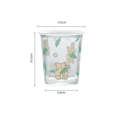 Pastel floral rabbit glass tea coffee cup kitchen tumbler