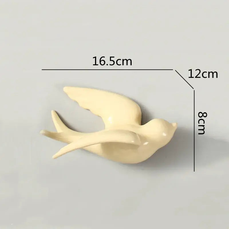 Pastel flying bird ceramic wall ornament living room decor