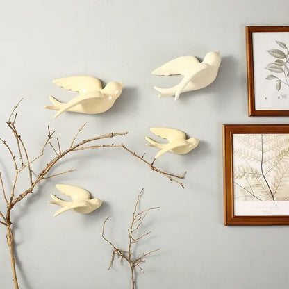Pastel flying bird ceramic wall ornament living room decor