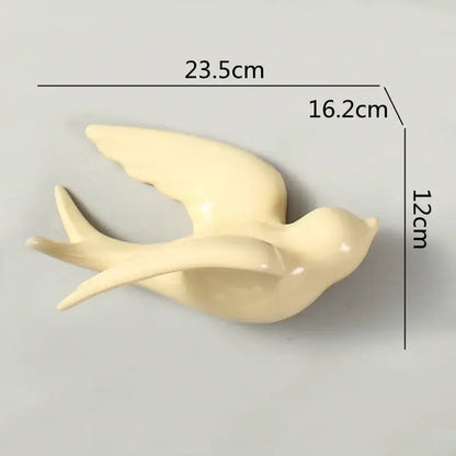 Pastel flying bird ceramic wall ornament living room decor