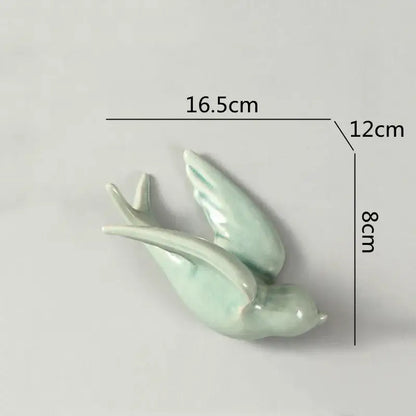 Pastel flying bird ceramic wall ornament living room decor