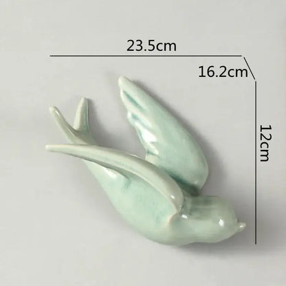 Pastel flying bird ceramic wall ornament living room decor