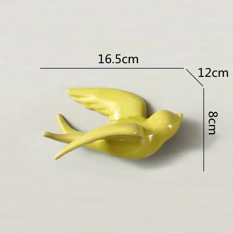 Pastel flying bird ceramic wall ornament living room decor