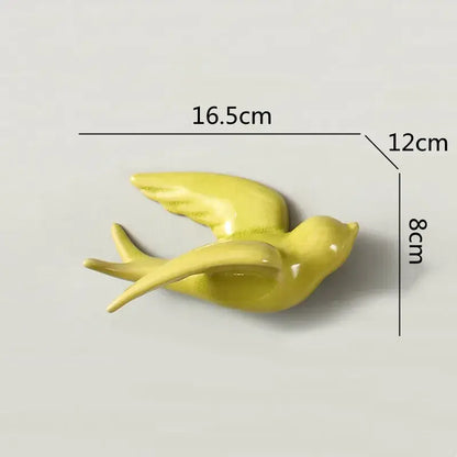 Pastel flying bird ceramic wall ornament living room decor