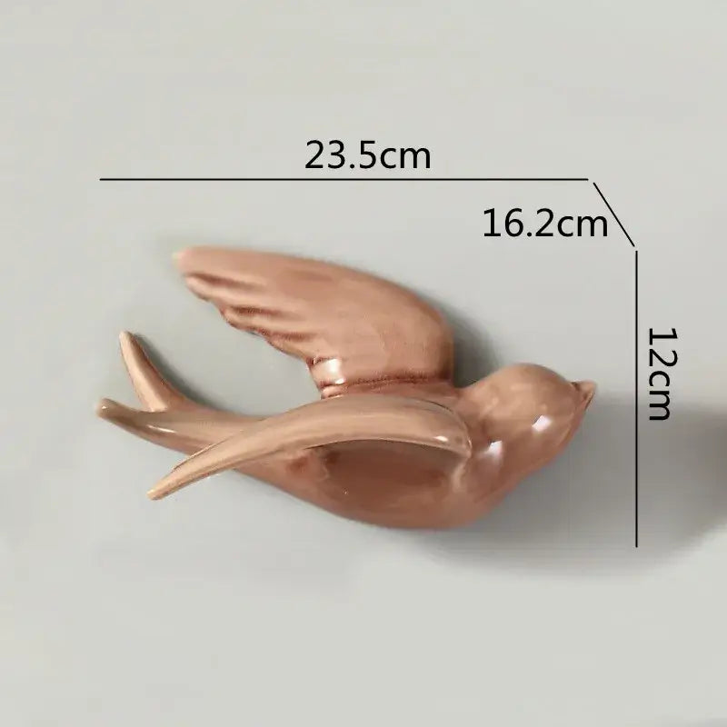 Pastel flying bird ceramic wall ornament living room decor