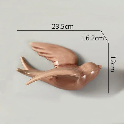 Pastel flying bird ceramic wall ornament living room decor
