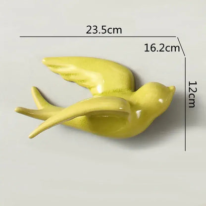Pastel flying bird ceramic wall ornament living room decor