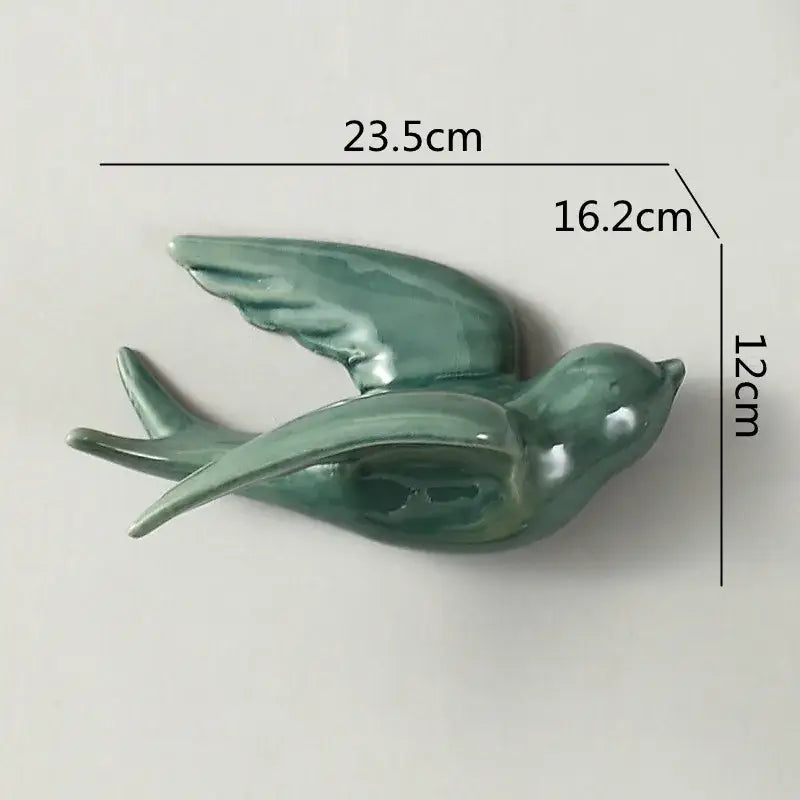 Pastel flying bird ceramic wall ornament living room decor