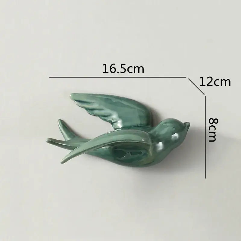 Pastel flying bird ceramic wall ornament living room decor