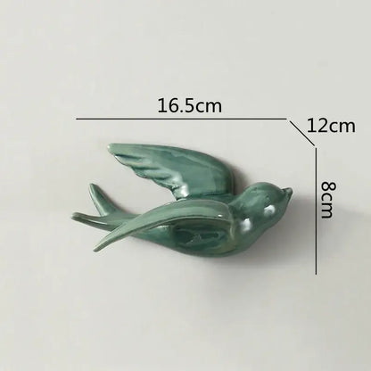 Pastel flying bird ceramic wall ornament living room decor