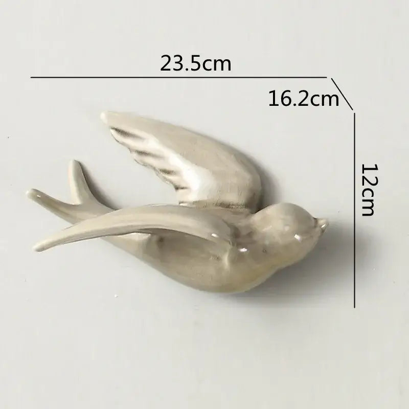 Pastel flying bird ceramic wall ornament living room decor