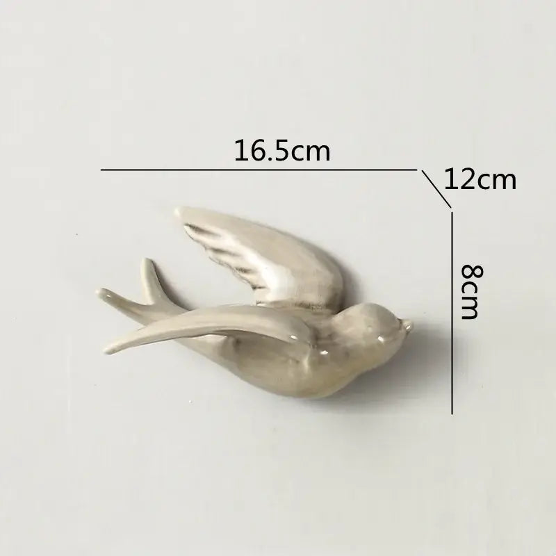 Pastel flying bird ceramic wall ornament living room decor