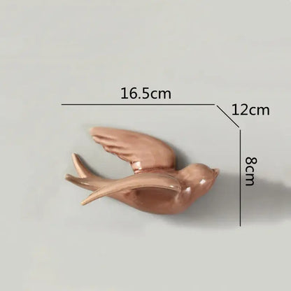 Pastel flying bird ceramic wall ornament living room decor