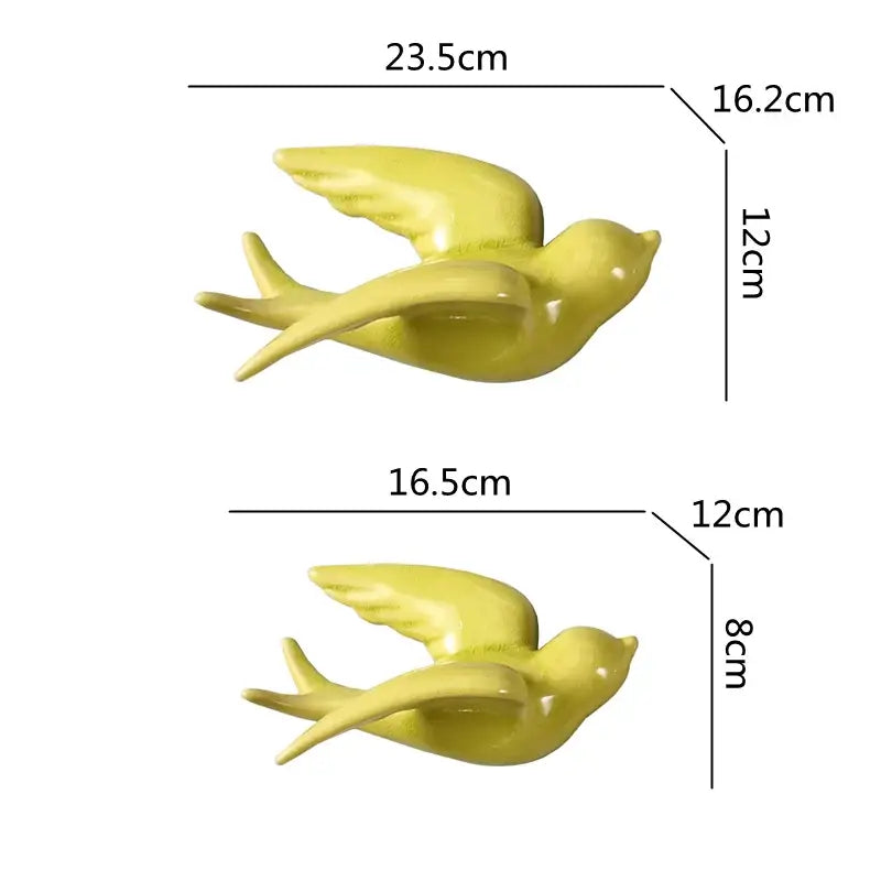 Pastel flying bird ceramic wall ornament living room decor