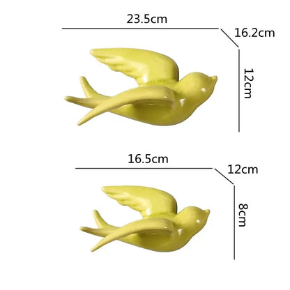 Pastel flying bird ceramic wall ornament living room decor