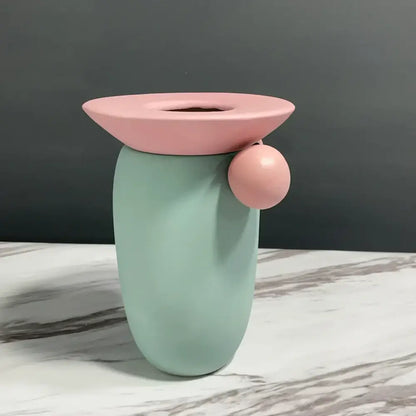 Pastel geometric ball ceramic vase living room decor