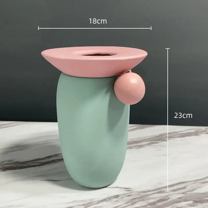 Pastel geometric ball ceramic vase living room decor