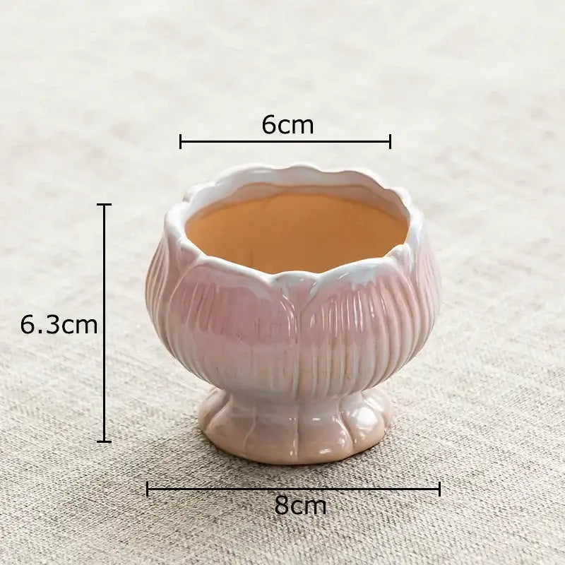 Pastel gradient lotus flower ceramic succulent pots bedroom decor